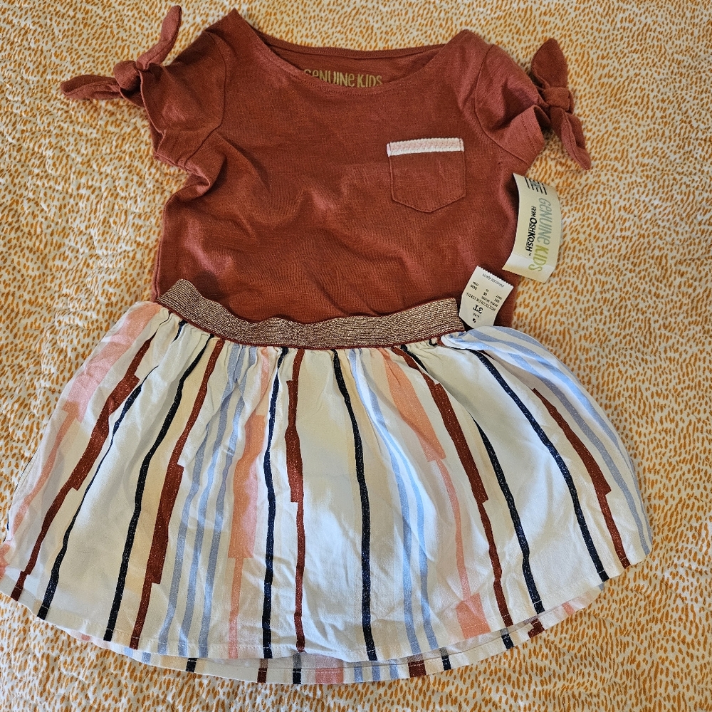 Genuine Kids From Osh Kosh 2-Piece Top and Skirt Toddler Girl 3T